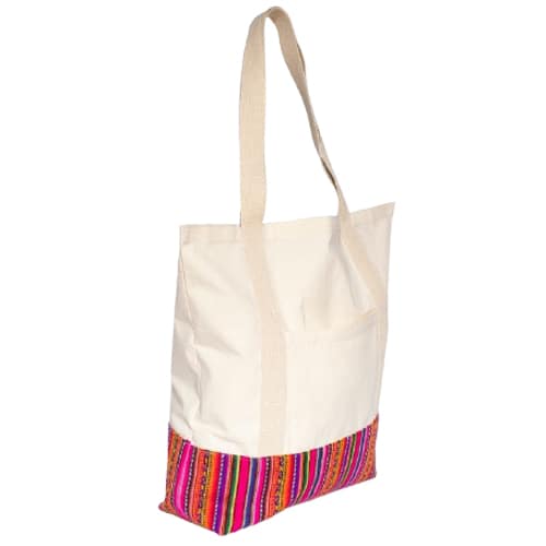 bolsa de tocuyo con base y con detalle andino