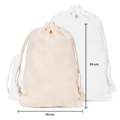 Bolsas de Tocuyo con Cordón Ajustable 25 cm x 30 cm