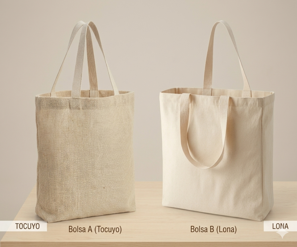 Comparación entre bolsa de tela tocuyo y bolsa de lona gruesa