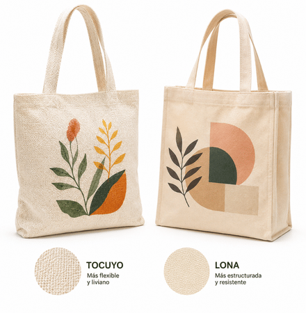 Comparación visual entre bolsa de tocuyo y bolsa de lona