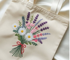 bolsa de tocuyo con bordado