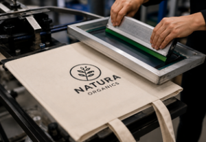 proceso de personalizacion serigrafia de bolsas de algodon con logo