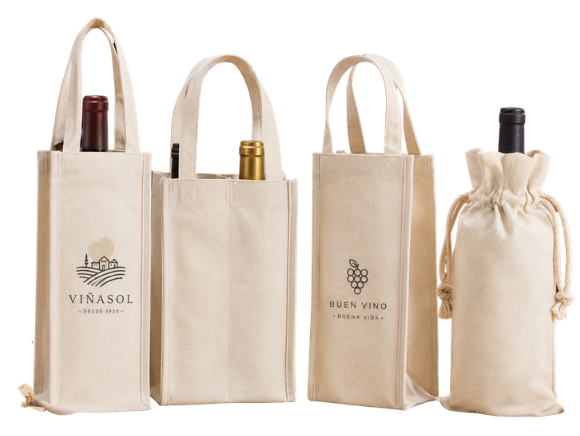 Bolsas para vino de tocuyo y lona personalizadas para empresas
